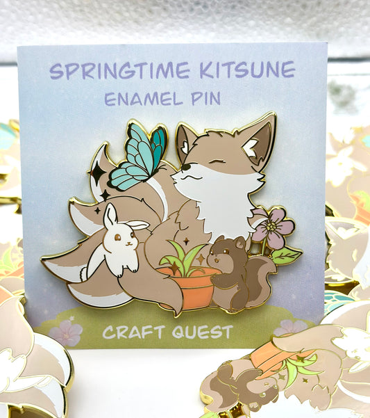 FLAWED- Springtime Kitsune Enamel Pin