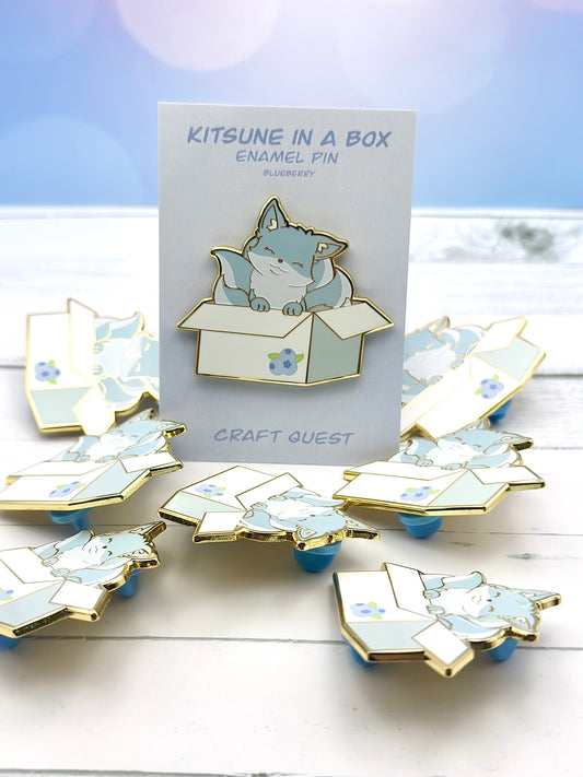 FLAWED- Kitsune-in-a-box Enamel Pins