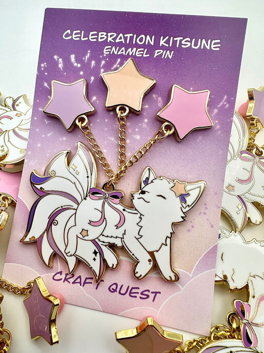 Celebration Kitsune Premium Pin