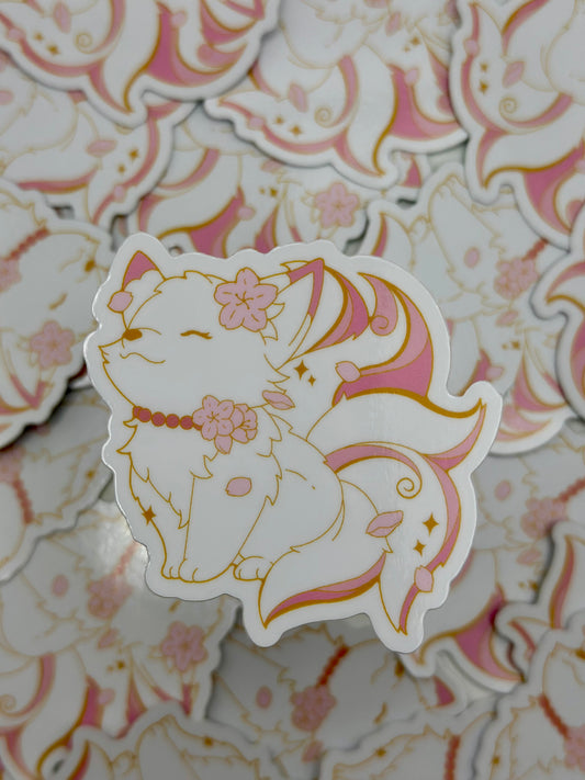 Sakura Kitsune Sticker-Pink