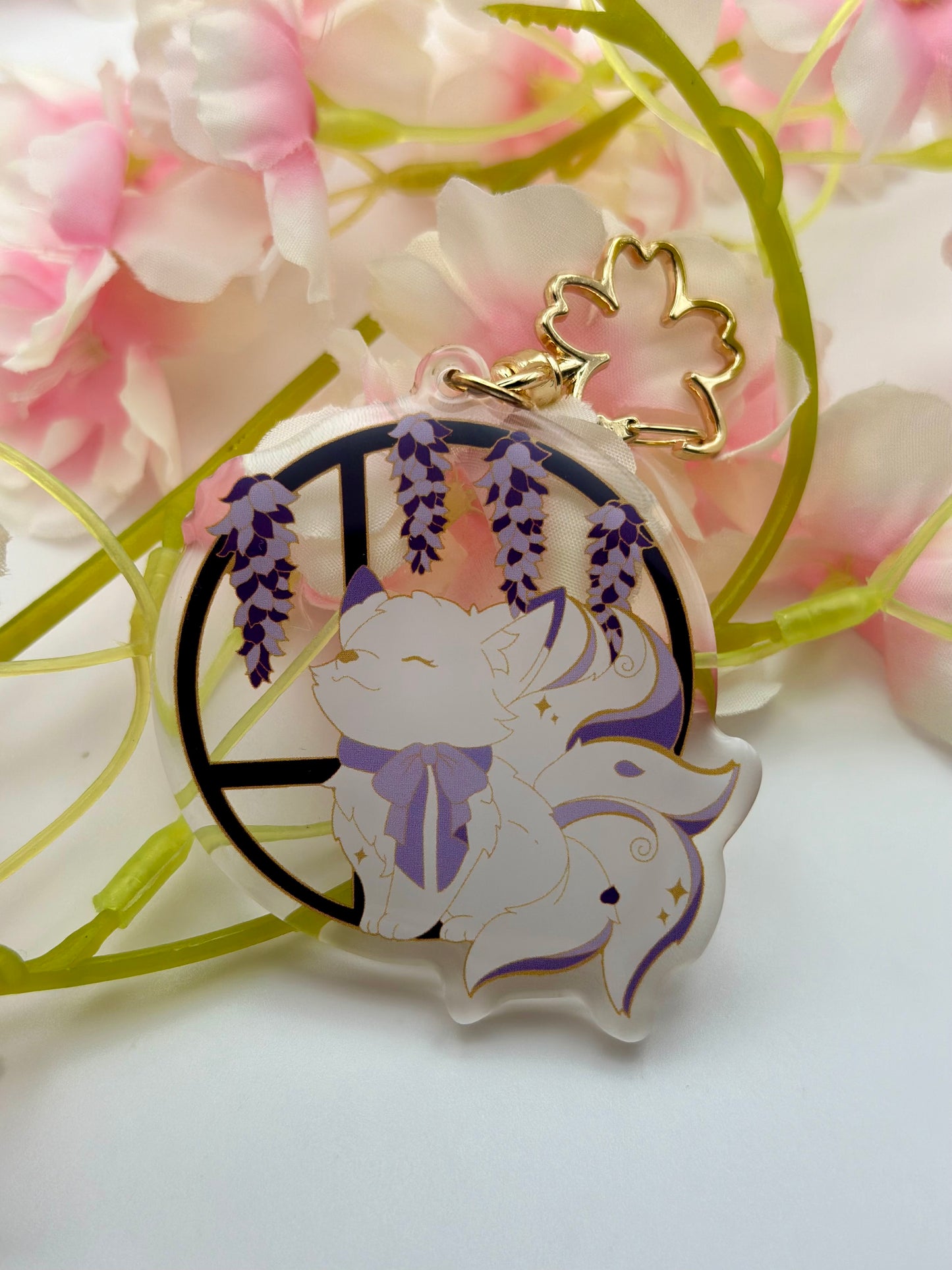 Wisteria Kitsune Keychain