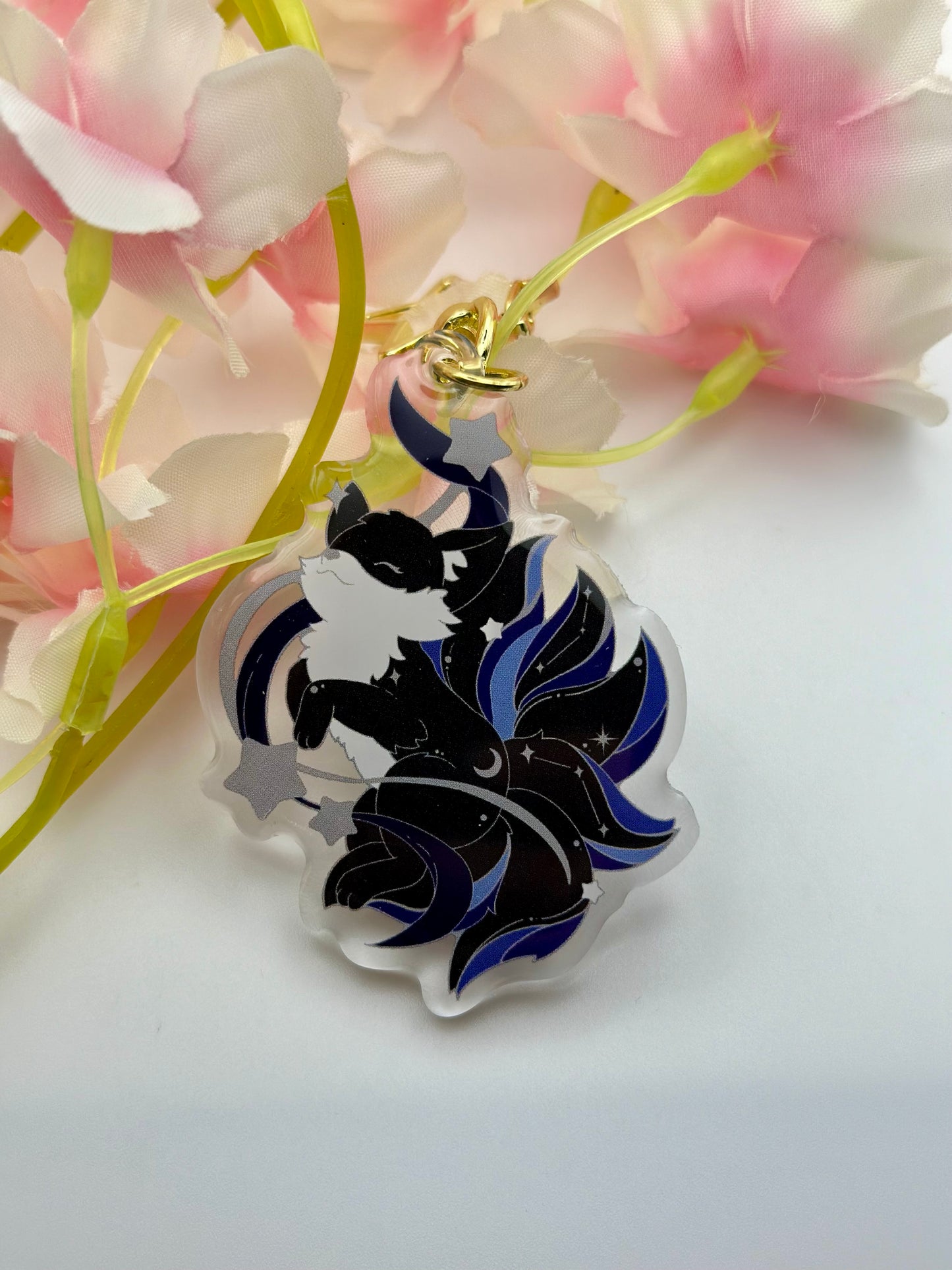 Cosmic Kitsune Keychain-Blue