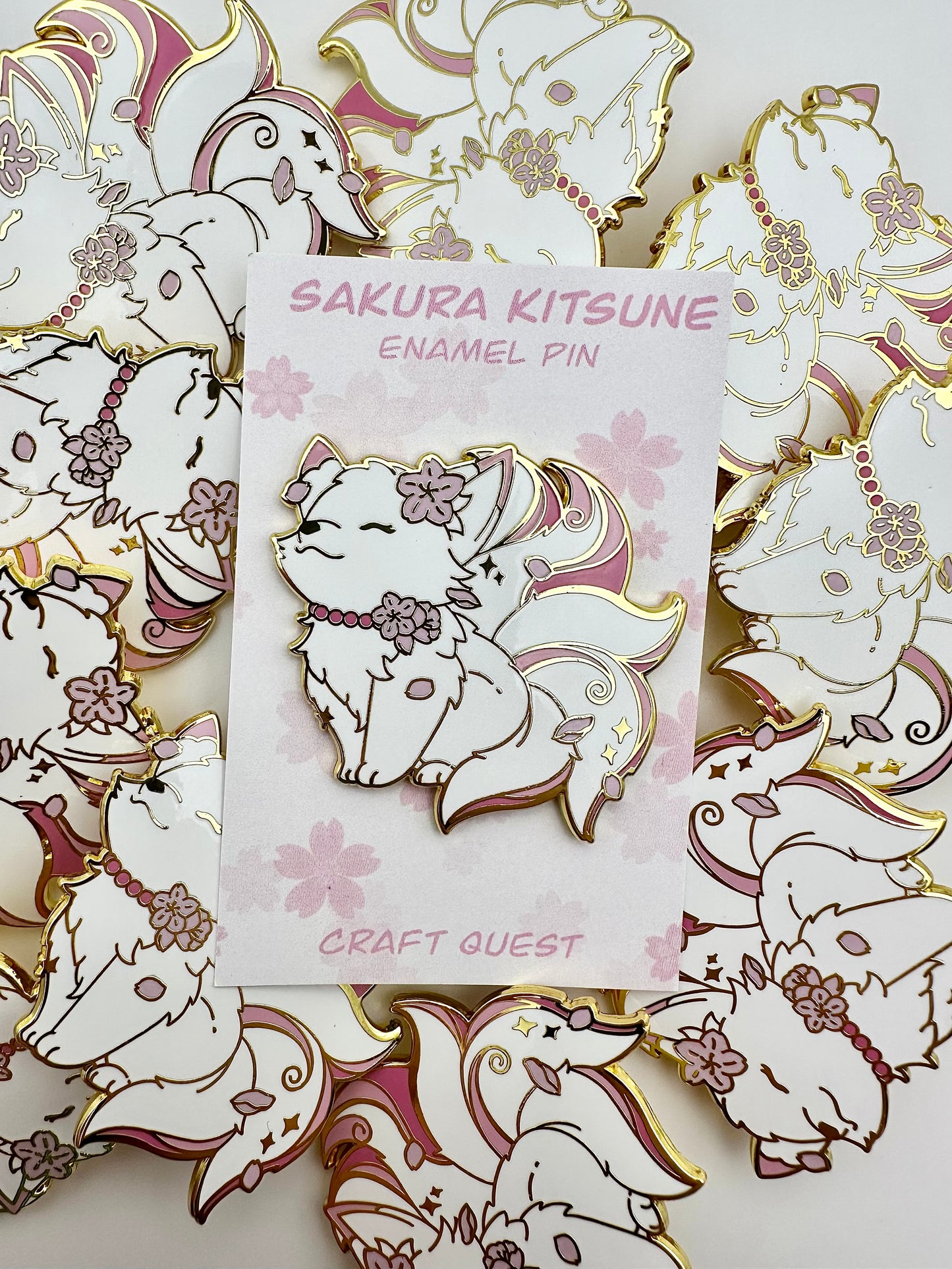 Pink Sakura Kitsune Pin