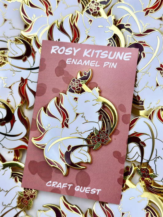 Rosy Kitsune Pin