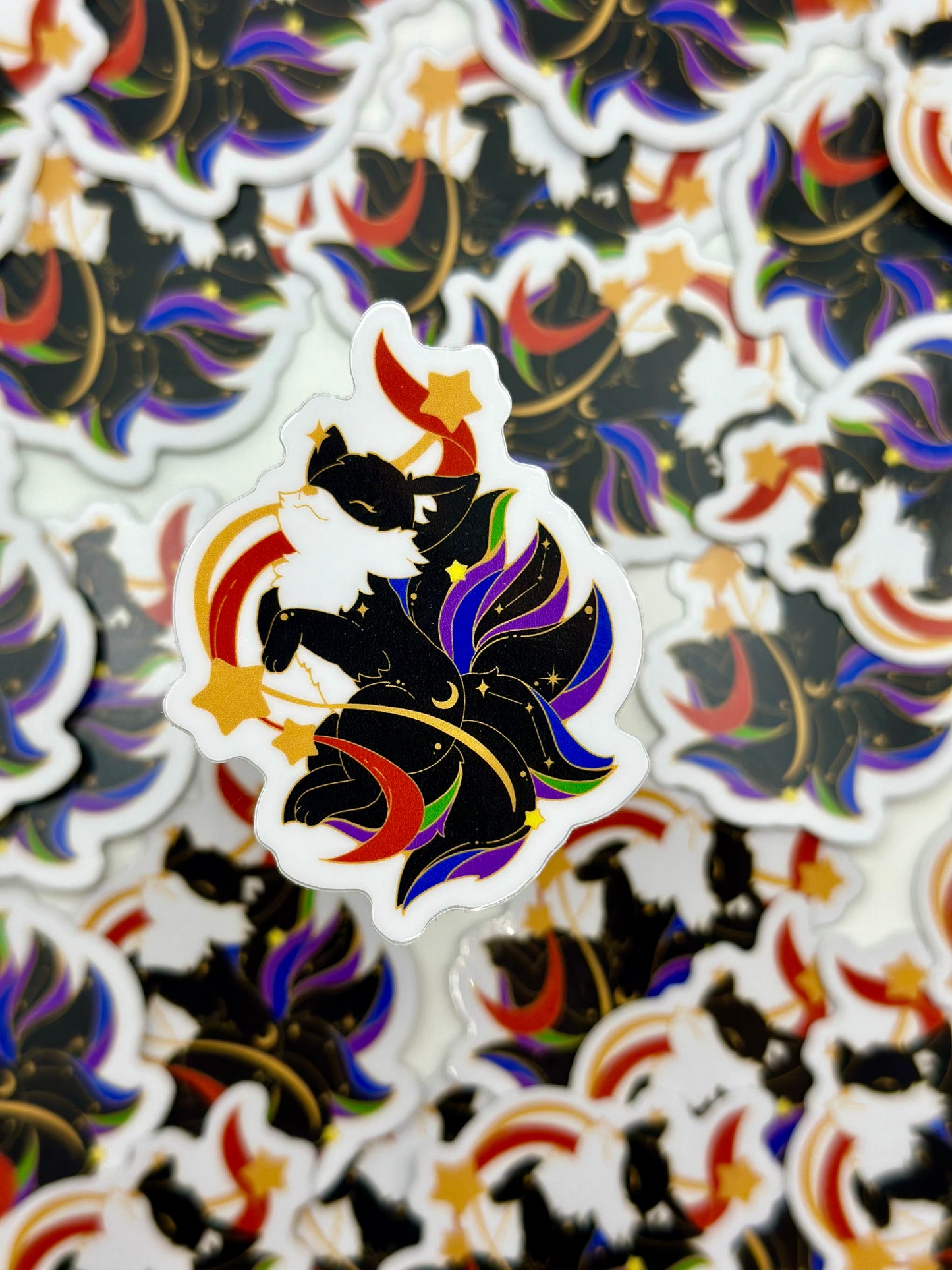 Cosmic Kitsune Sticker-Rainbow