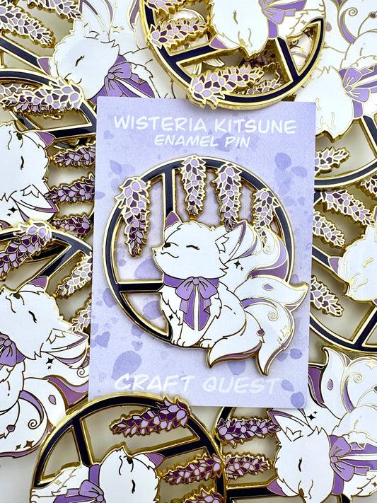 Wisteria Kitsune Pin