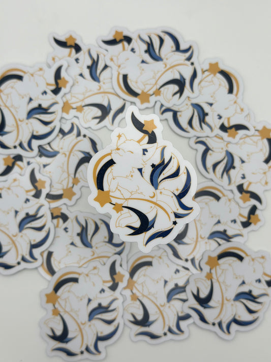 Cosmic Kitsune Sticker-White