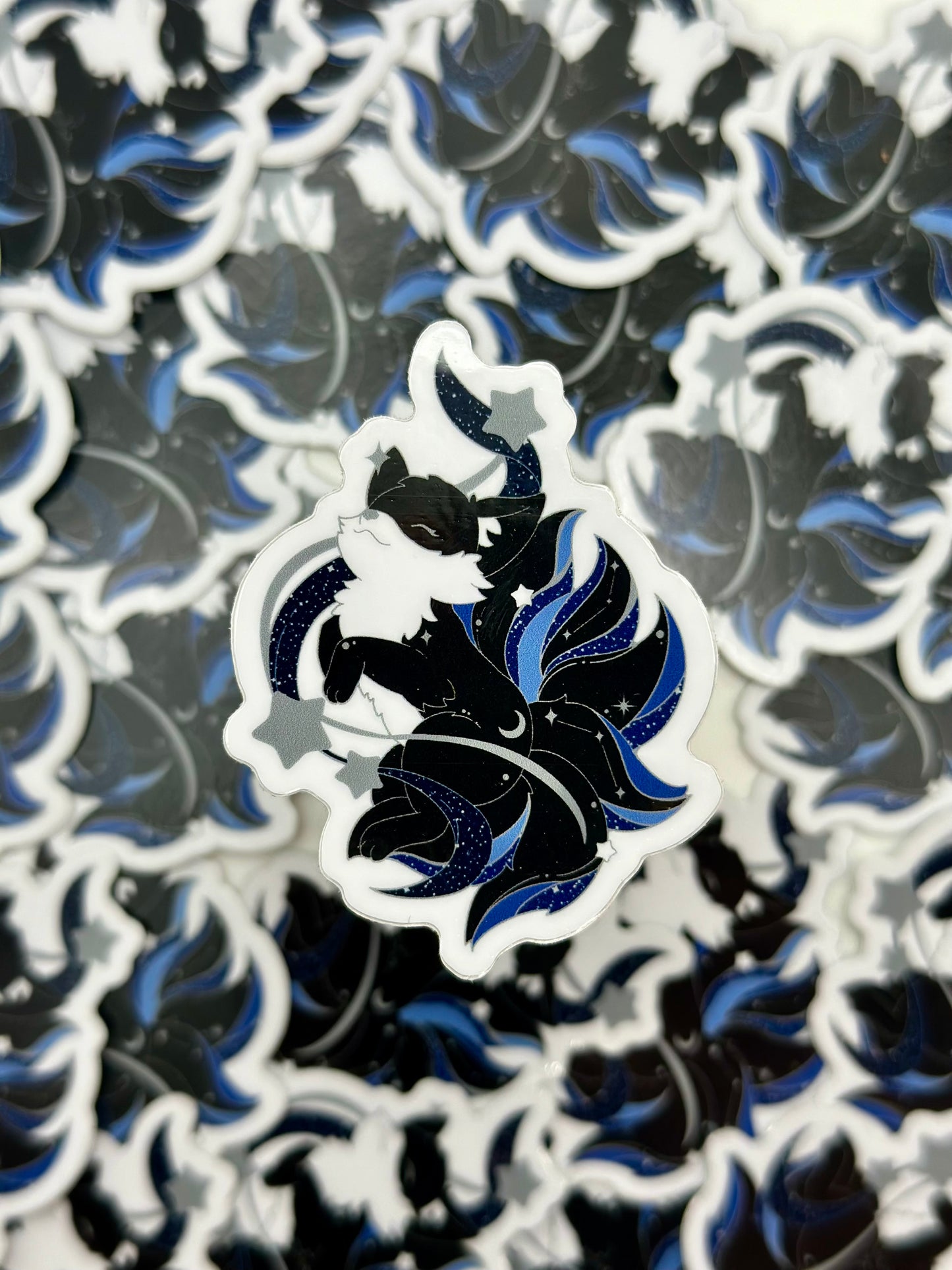 Cosmic Kitsune Sticker-Blue