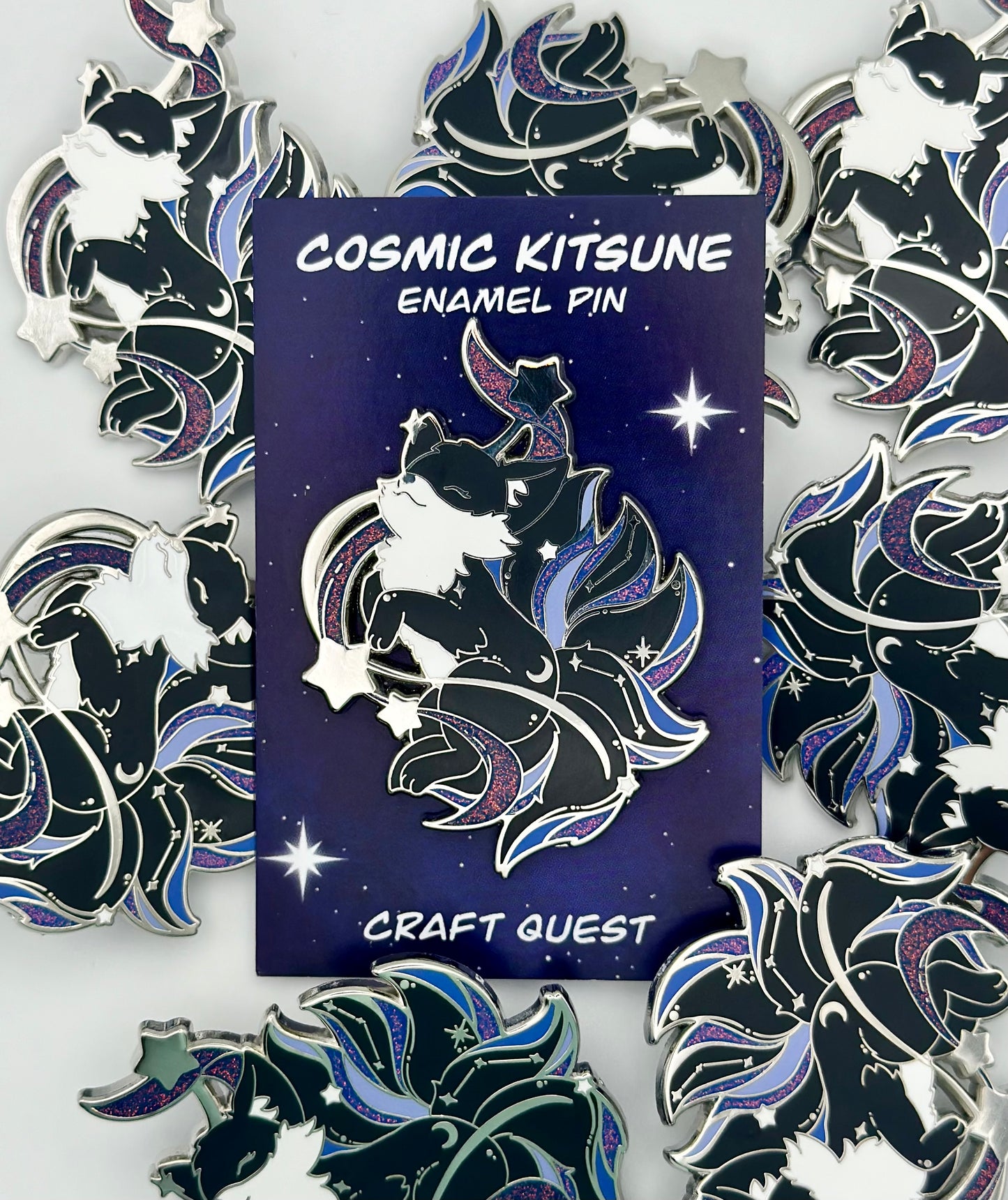 Cosmic Kitsune Pin-Blue