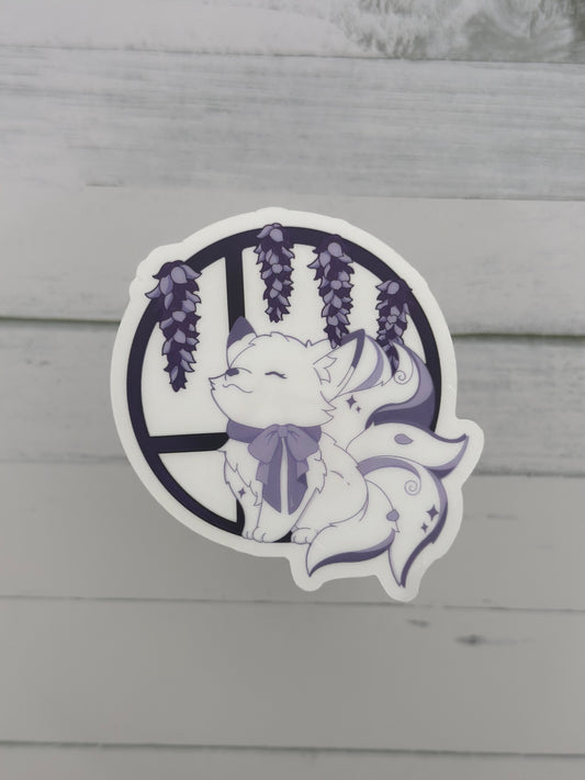 Wisteria Kitsune Sticker-Transparent