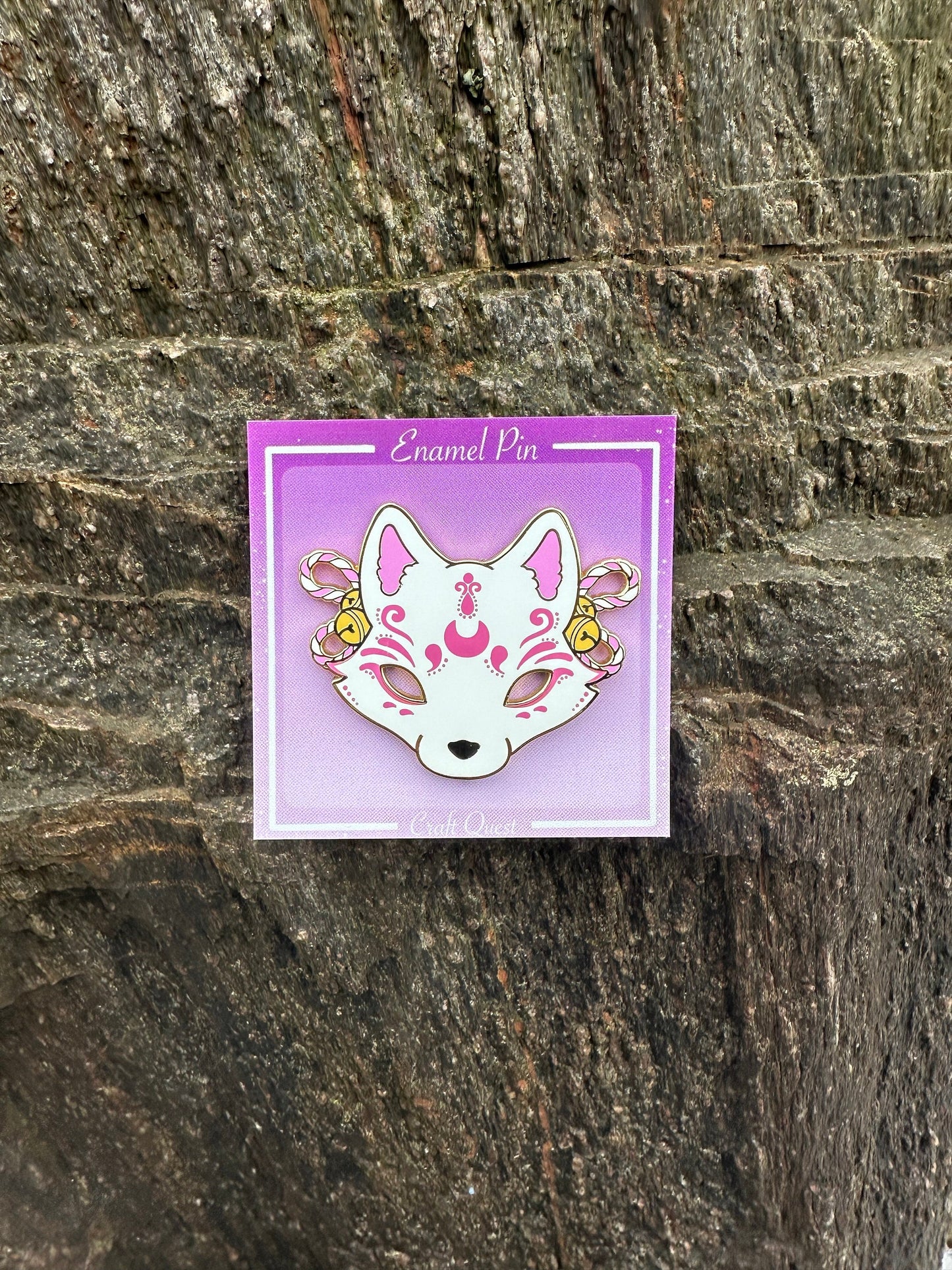 Kitsune Mask Enamel Pins (Pink or Red)