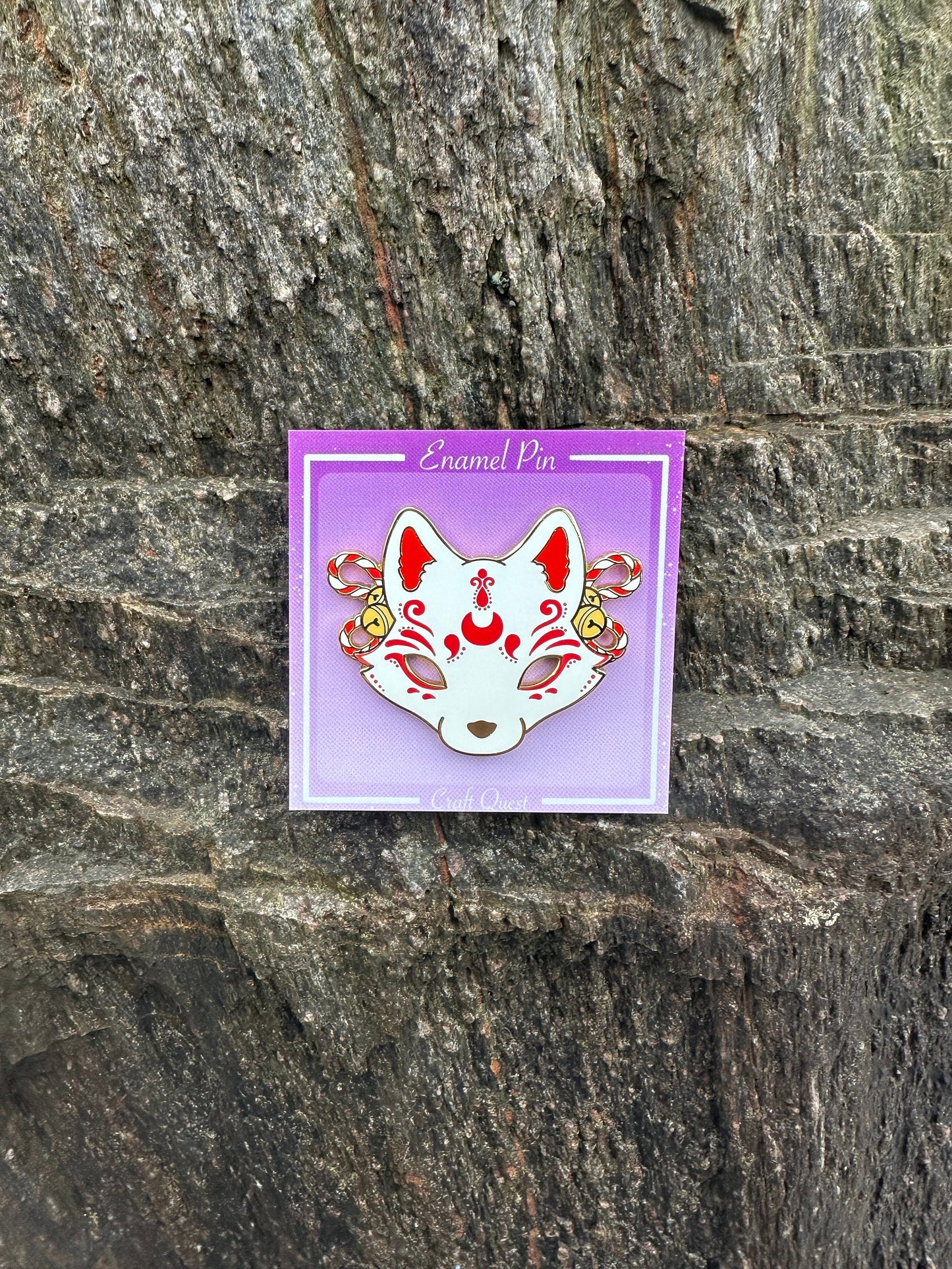 Kitsune Mask Enamel Pins (Pink or Red)