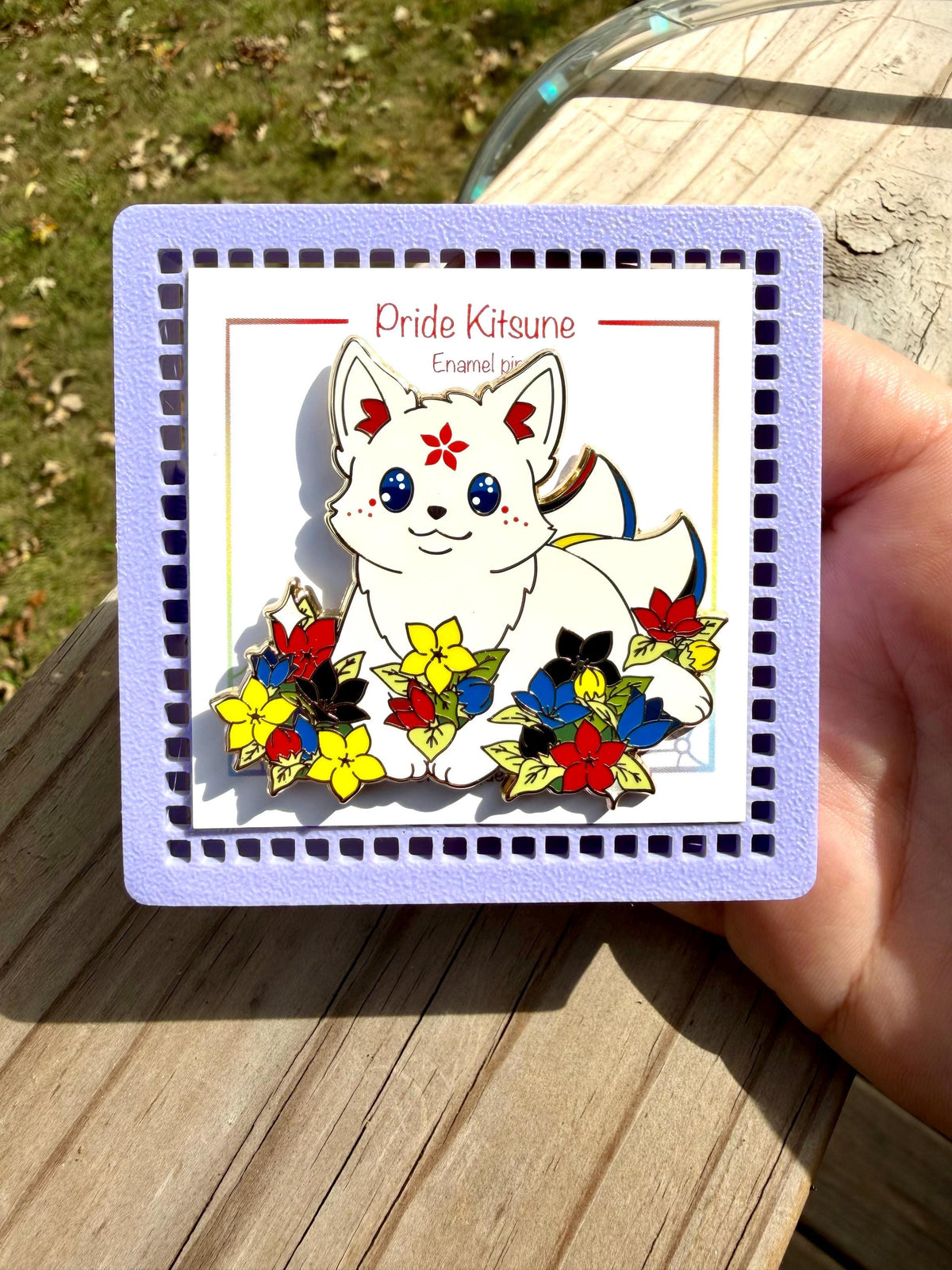 Bloom- Pride Kitsune Pin