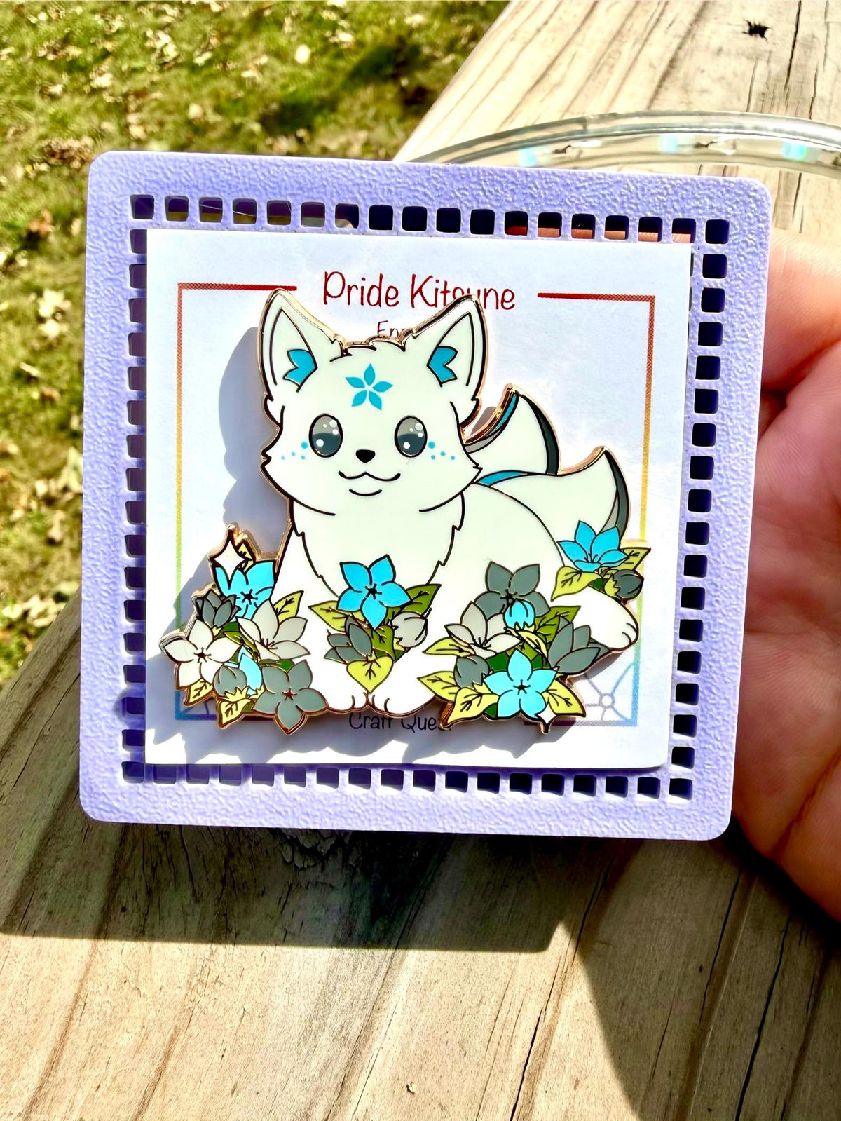 Bloom- Pride Kitsune Pin