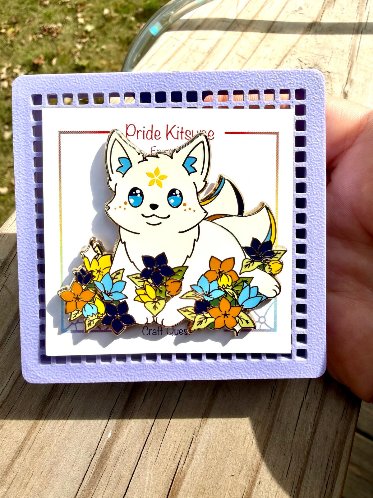 Bloom- Pride Kitsune Pin