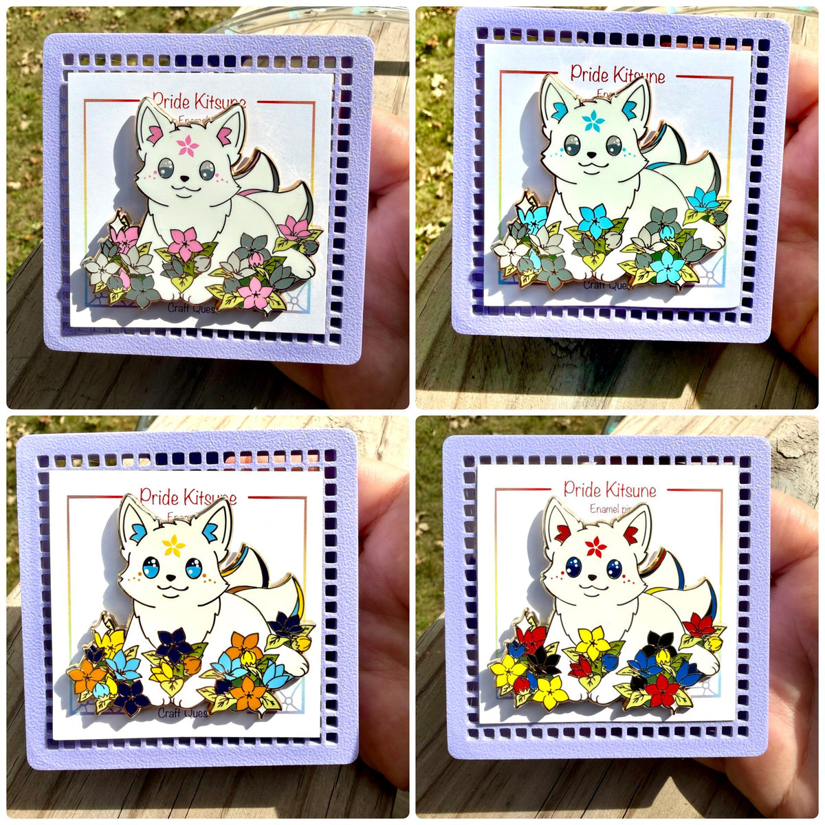 Bloom- Pride Kitsune Pin